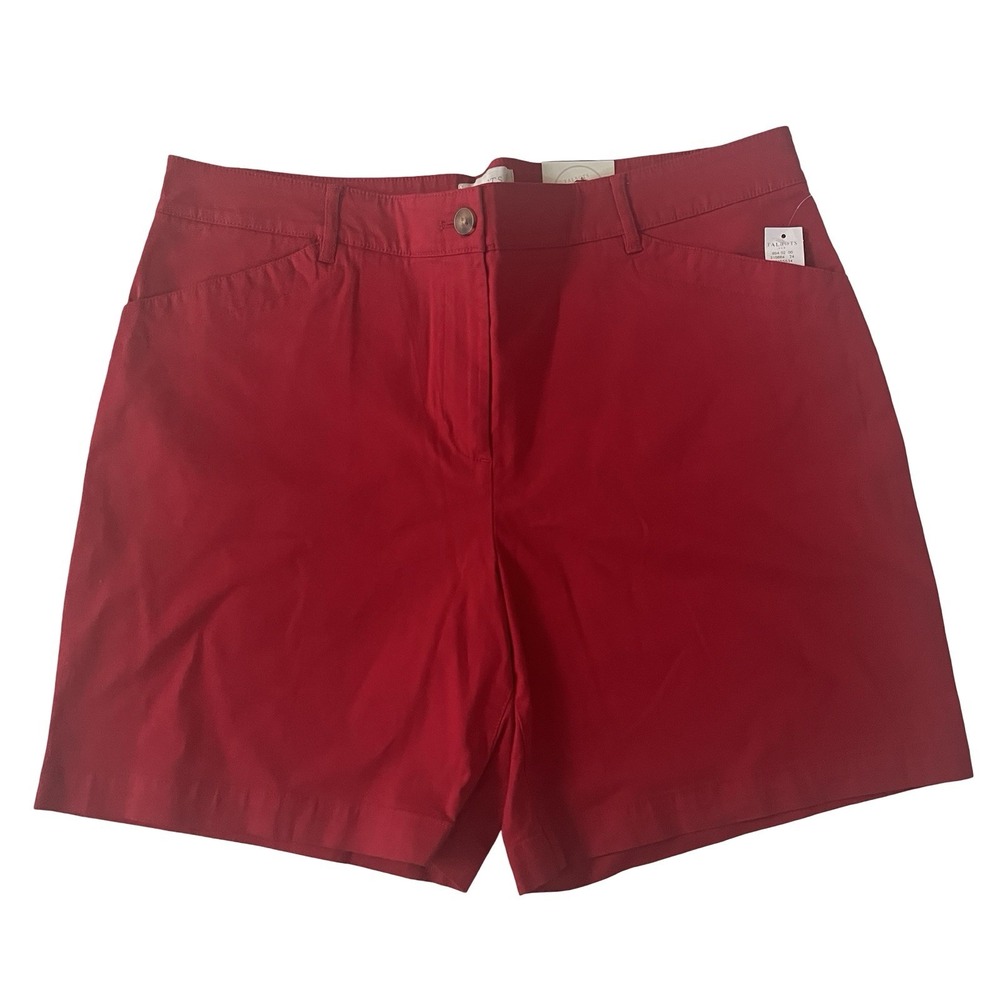 NWT Talbots Women's Size 14 Red Weekend Twill Short 7" Chino 98% Cotton